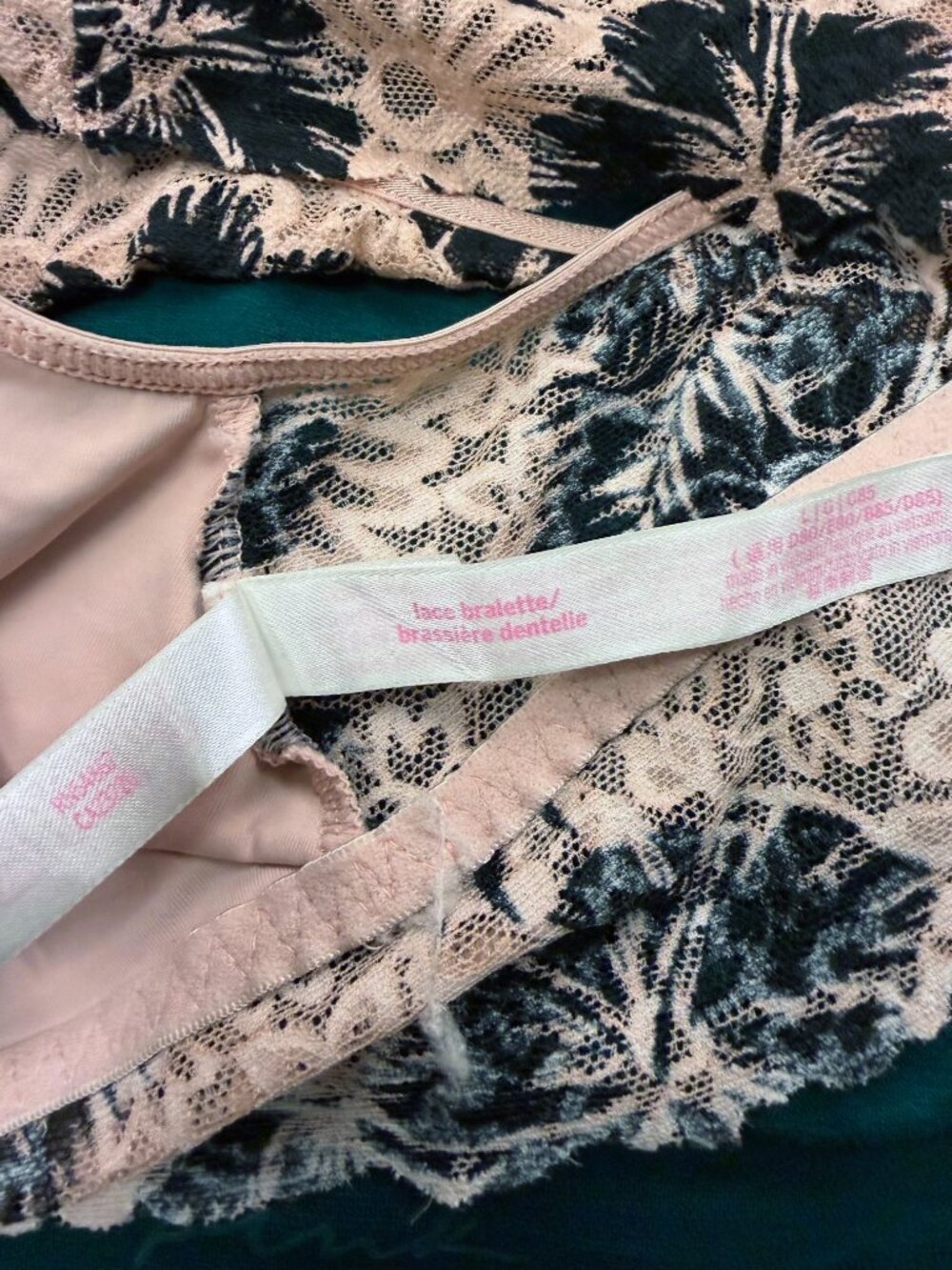 Victoria's Secret PINK Palm Print Lace Halter Bralette Lattice L - Picture 6 of 8